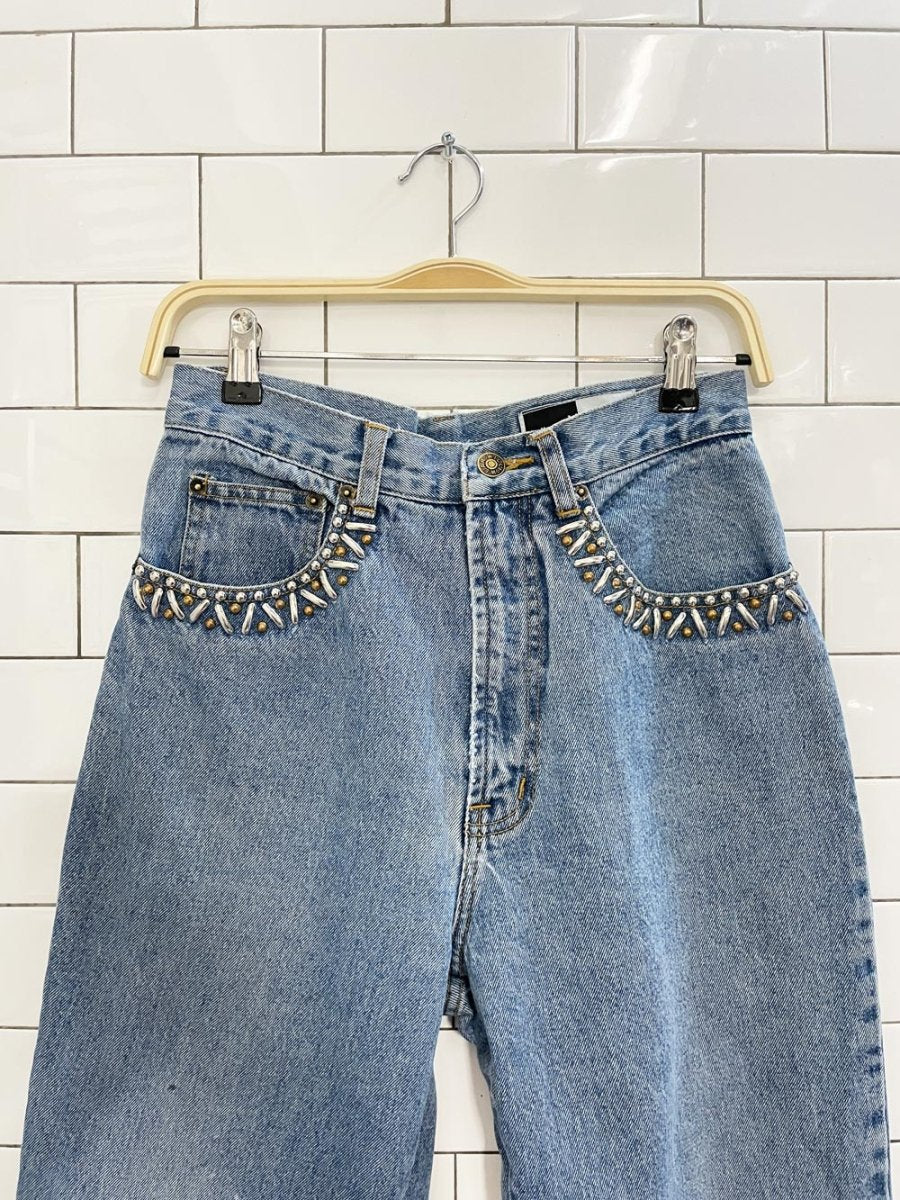 vintage 90s williwear sport bedazzled high rise jeans - good market thrift store