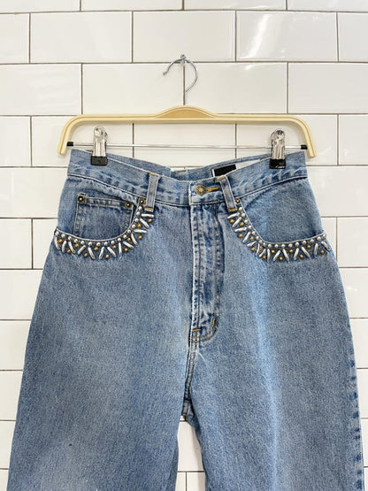 vintage 90s williwear sport bedazzled high rise jeans - good market thrift store