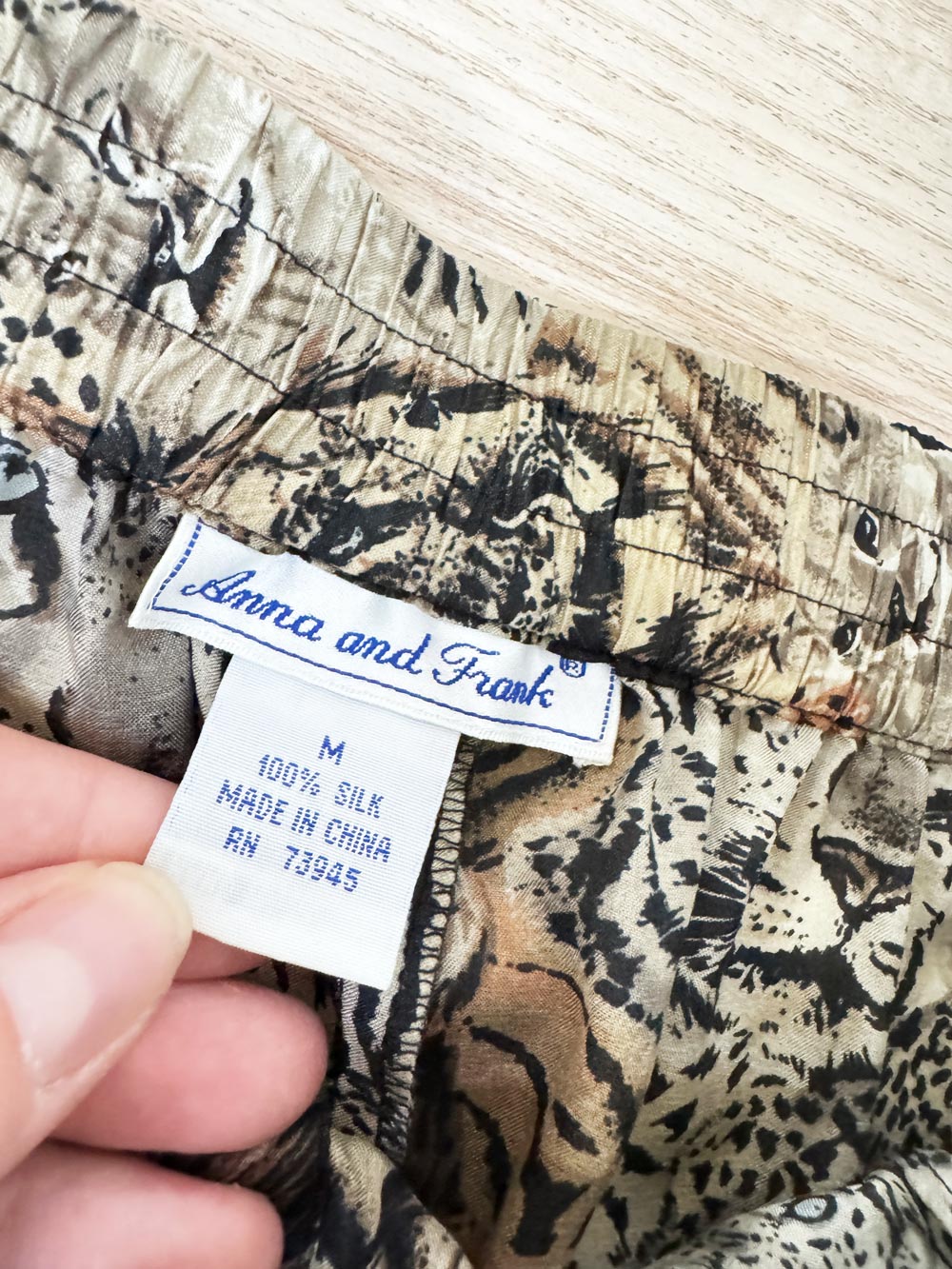 vintage 90s anna and frank 100% silk jungle animals full button maxi skirt