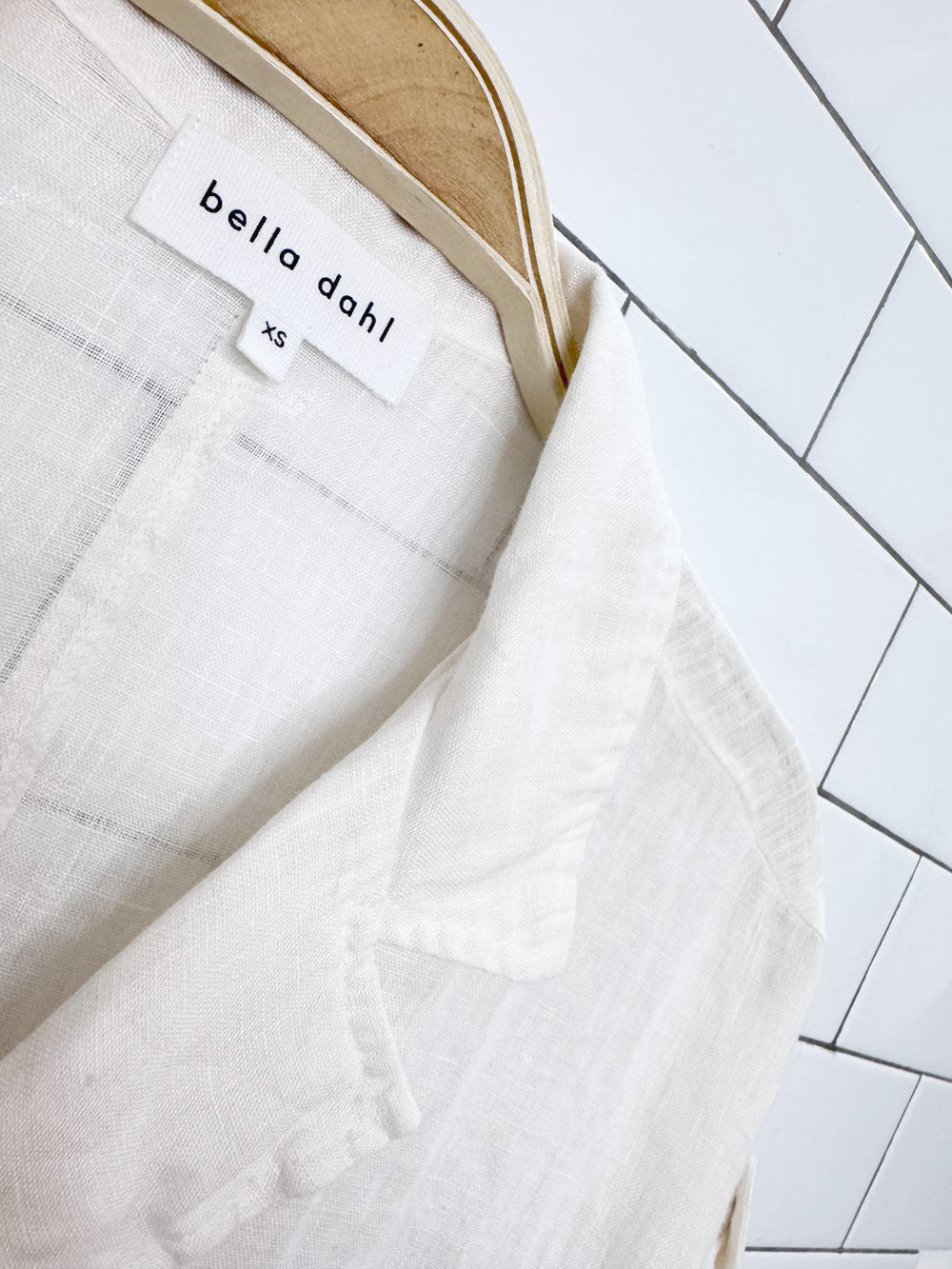 nwt bella dahl 100% linen tie front relaxed fit crop shirt