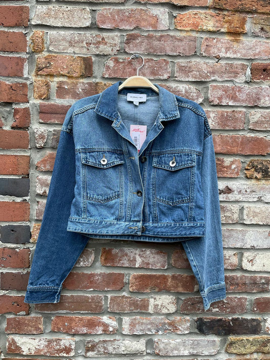 highline col. two tone crop denim jacket