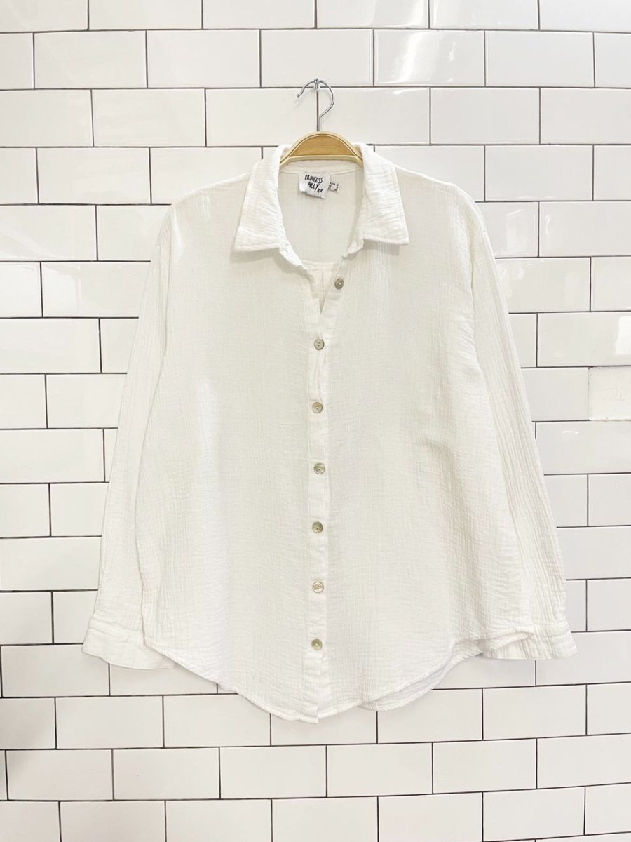 princess polly mahalia oversized gauze cotton shirt - good market thrift store