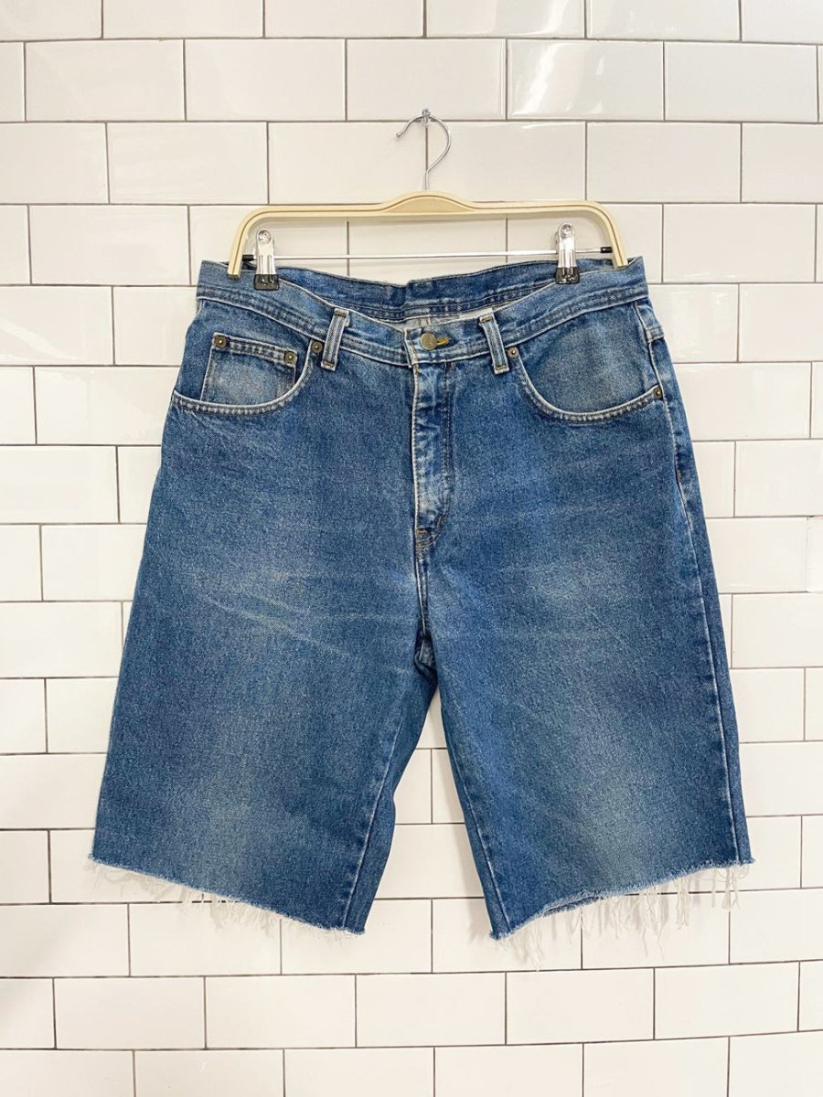 vintage 90s club sport long denim cut off shorts - good market thrift store