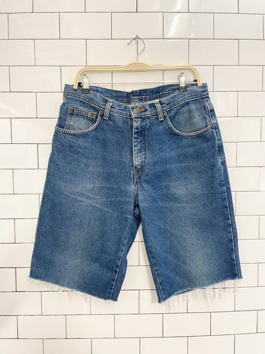 vintage 90s club sport long denim cut off shorts - good market thrift store
