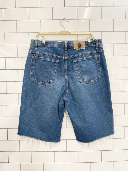 vintage 90s club sport long denim cut off shorts - good market thrift store