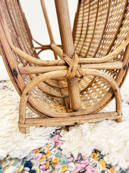 vintage 70s wicker ratan magazine holder - good market thrift store