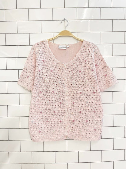 vintage 00s premier col. floral knit cardigan top - good market thrift store