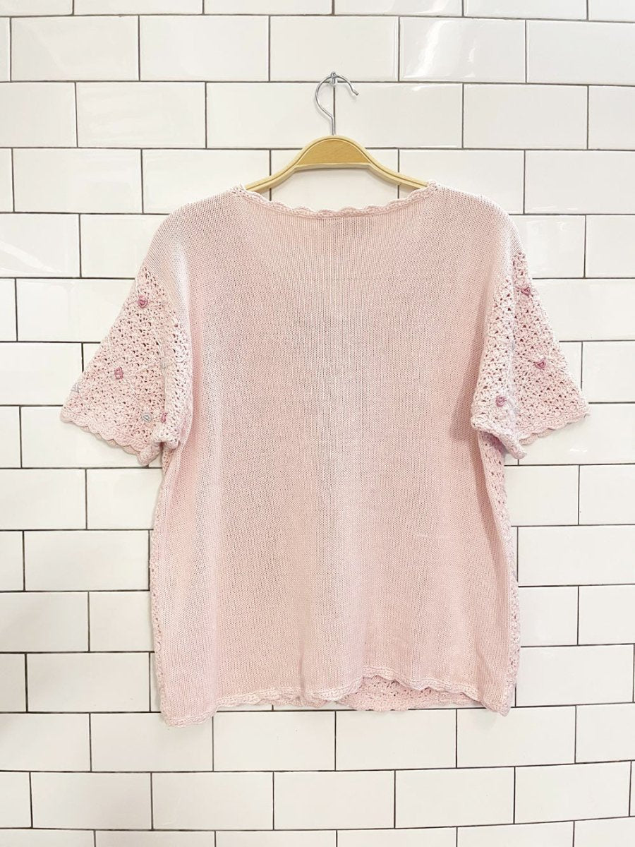 vintage 00s premier col. floral knit cardigan top - good market thrift store