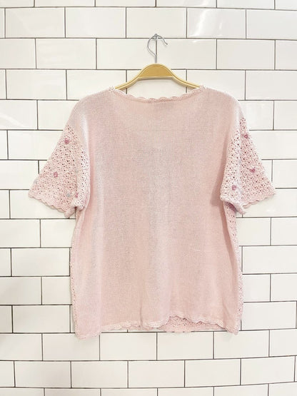 vintage 00s premier col. floral knit cardigan top - good market thrift store