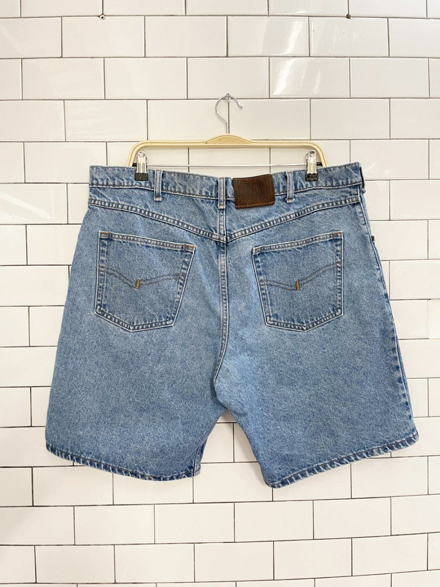 vintage 90s rgb browns long denim shorts - good market thrift store