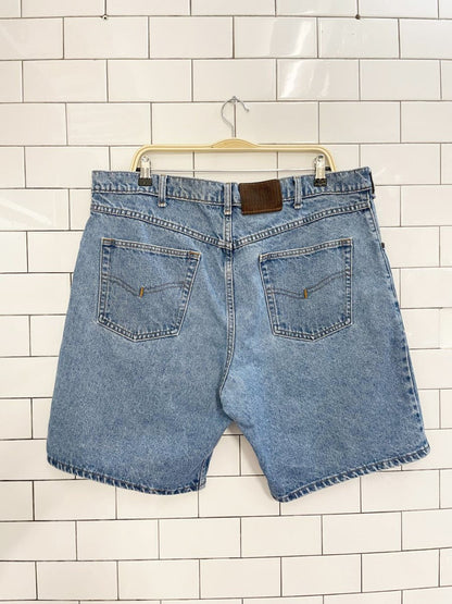 vintage 90s rgb browns long denim shorts - good market thrift store