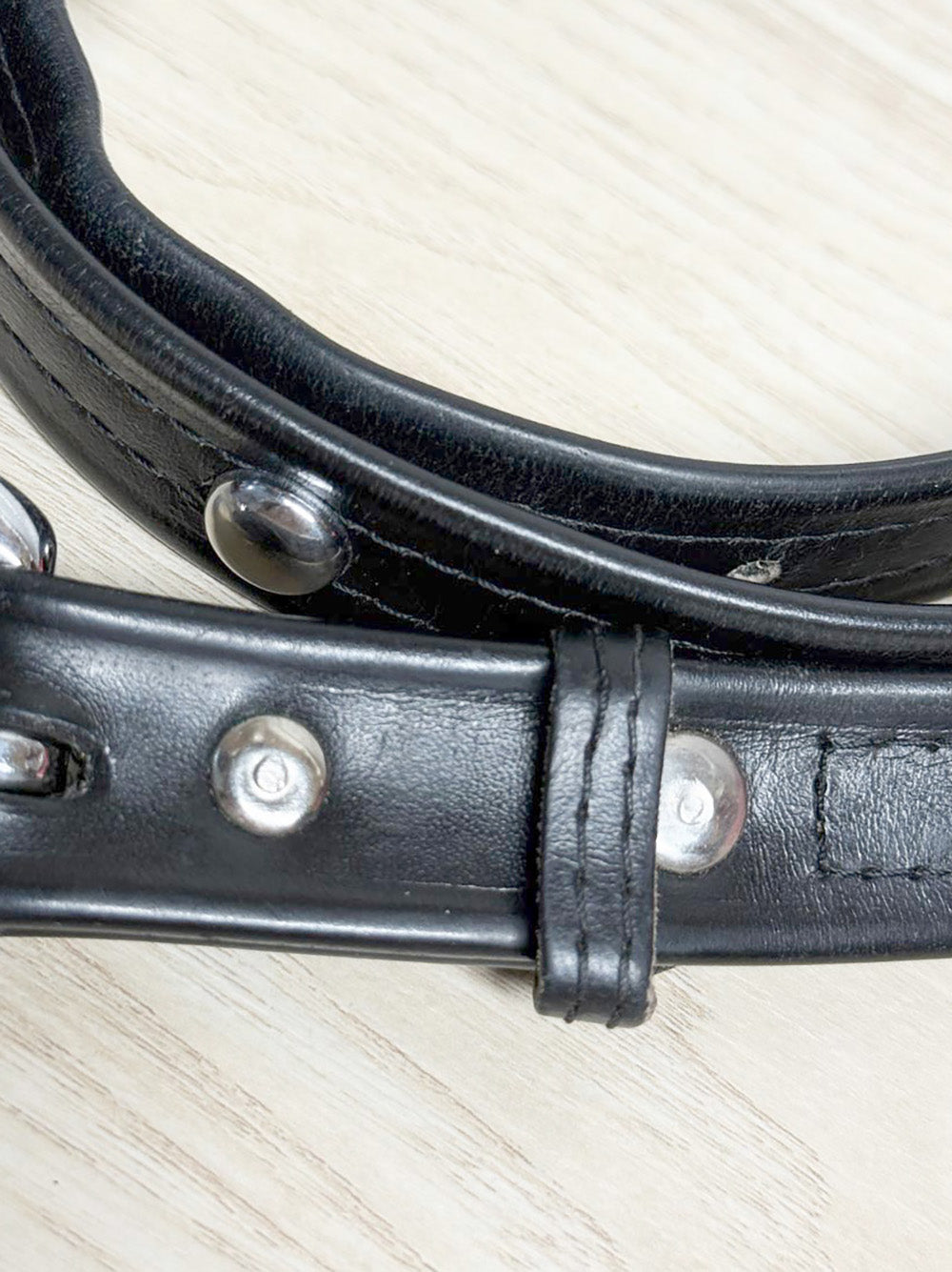 vintage leather silver buckle studded belt