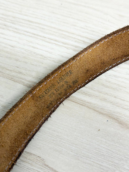 vintage leather western buckle double layer belt