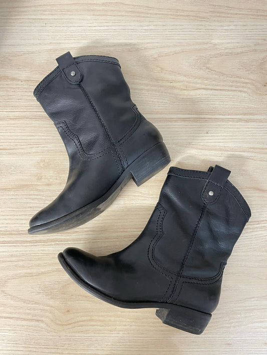 fossil black leather western boot
