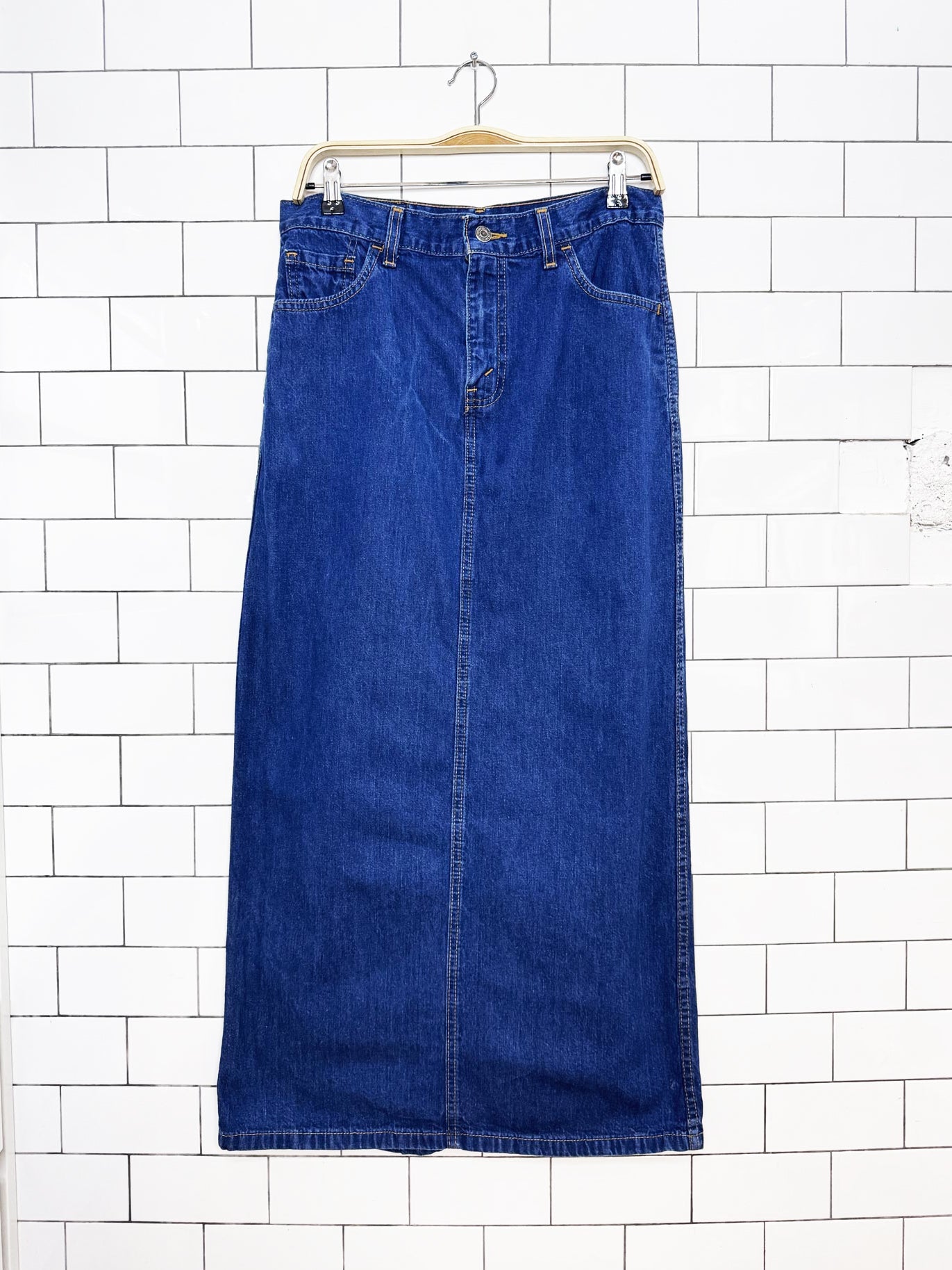 levi's minimal denim maxi skirt