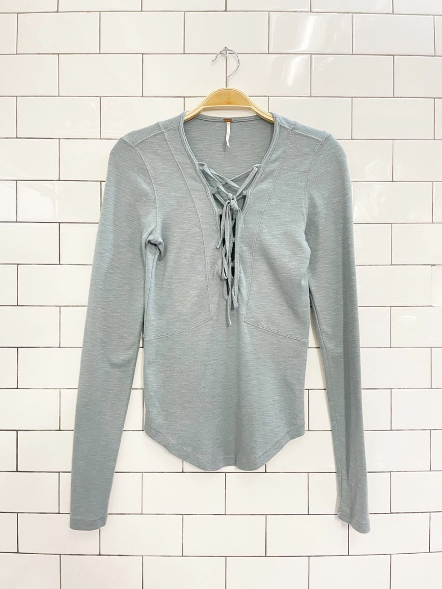 free people lucky lace up top - good market thrift store
