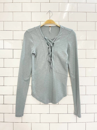free people lucky lace up top - good market thrift store