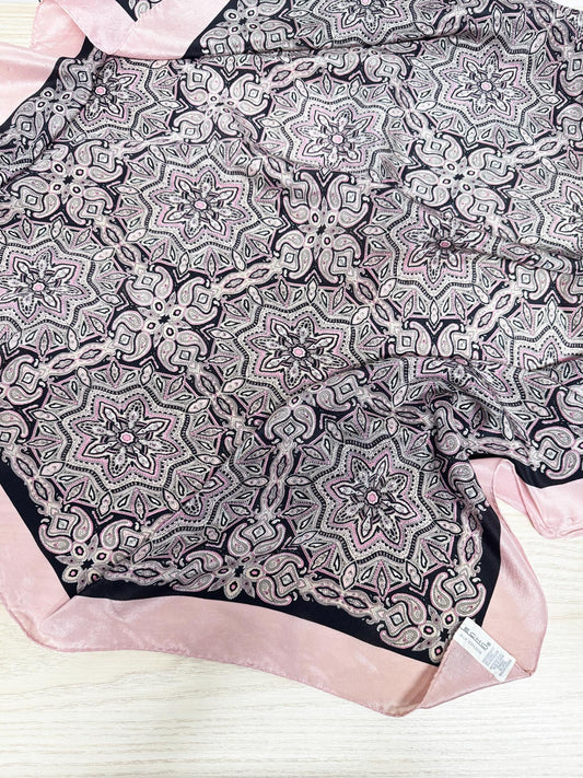 vintage echo 100% silk floral medallion xl square scarf | hand-rolled edge