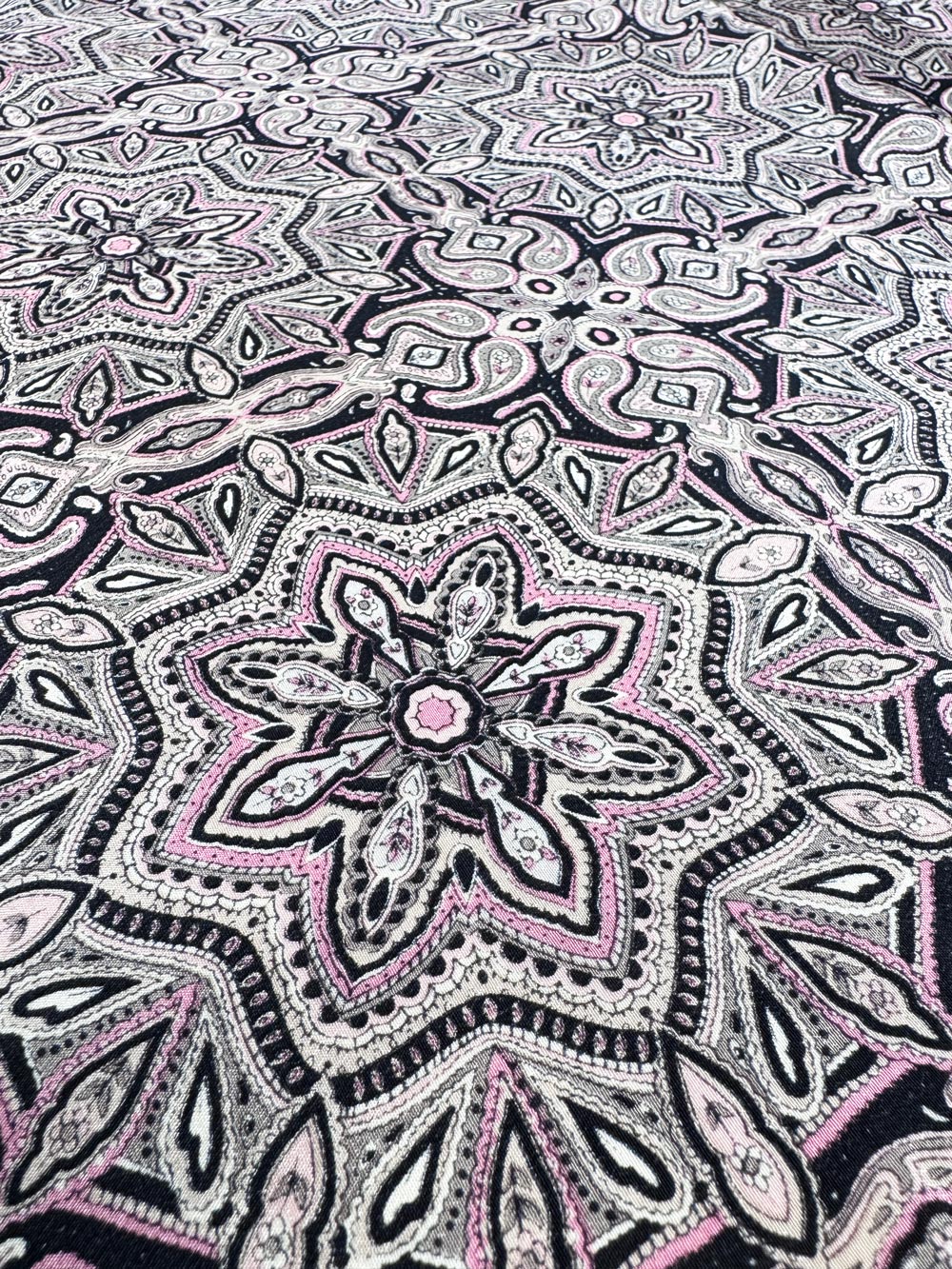vintage echo 100% silk floral medallion xl square scarf | hand-rolled edge
