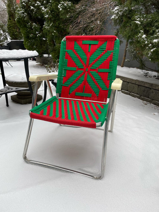vintage 70s macrame lawn chair
