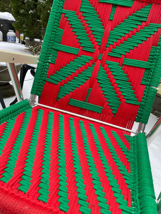 vintage 70s macrame lawn chair