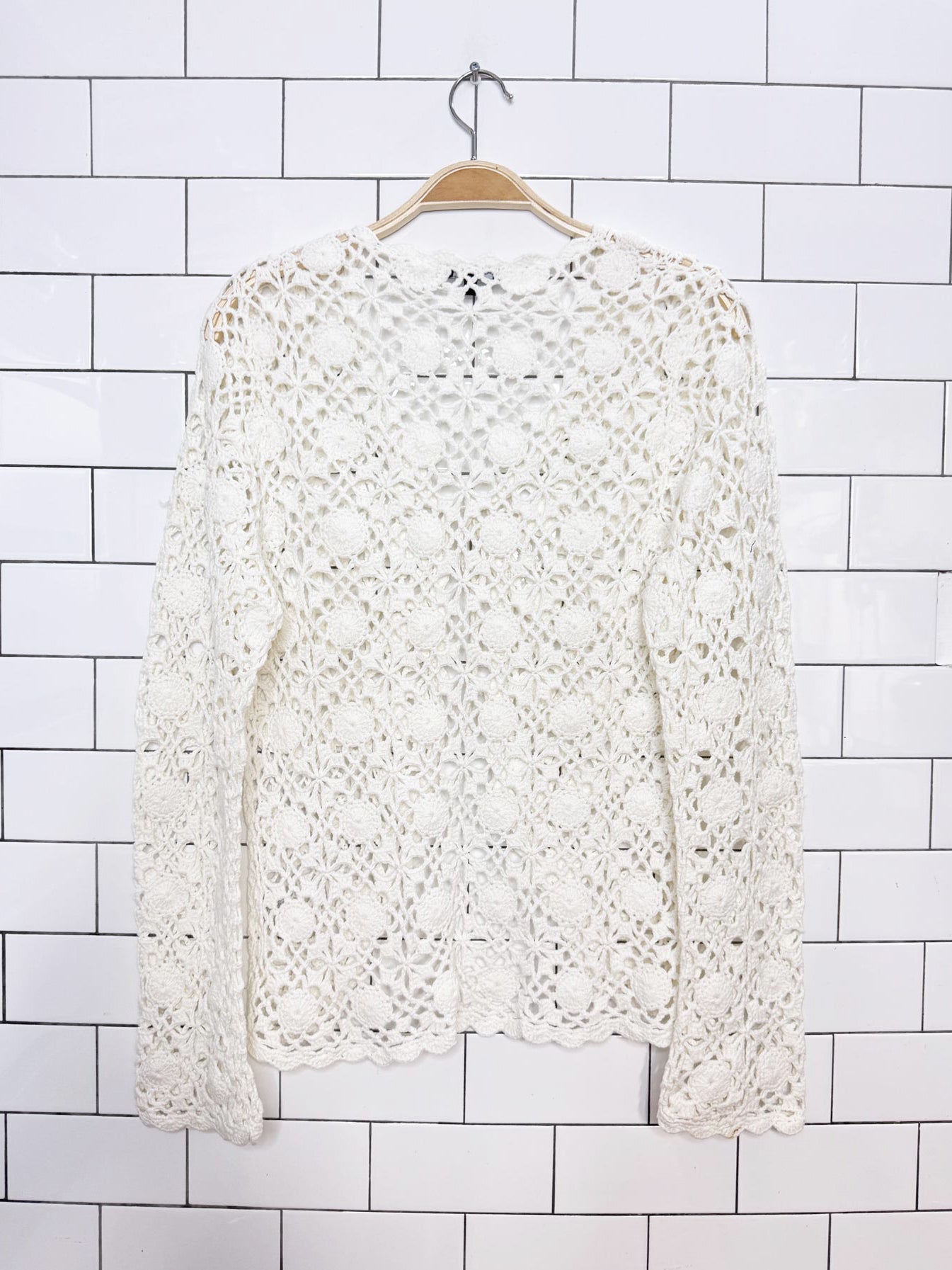 vintage 00s bandolera crochet knit tie front cardigan top