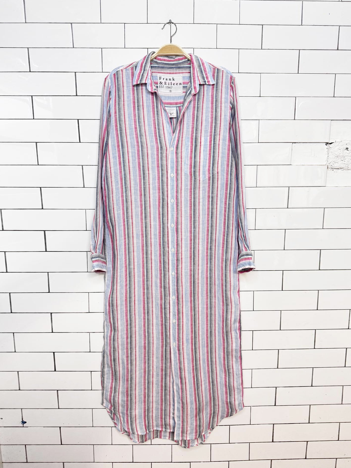 frank and eileen 100% linen rory maxi shirt dress