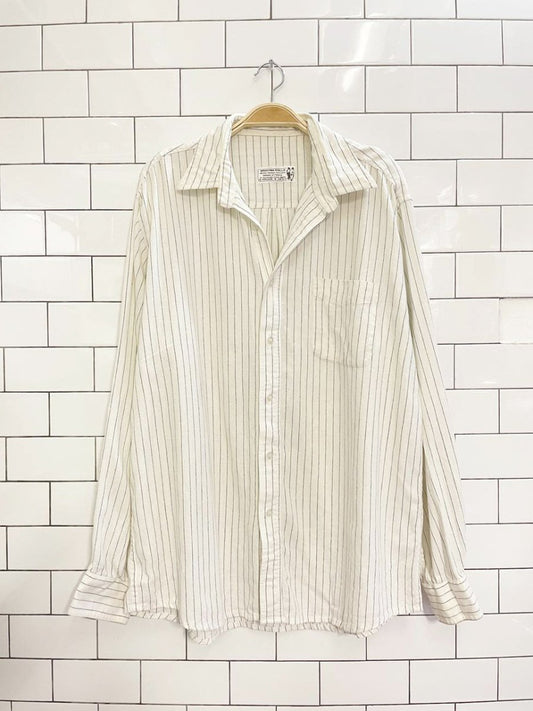 vintage linen - blend oversized pinstripe boyfriend shirt - good market thrift store