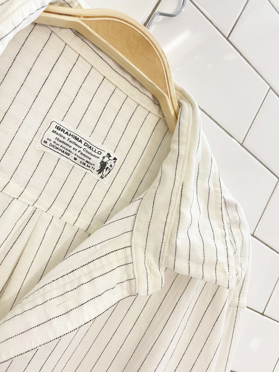 vintage linen - blend oversized pinstripe boyfriend shirt - good market thrift store