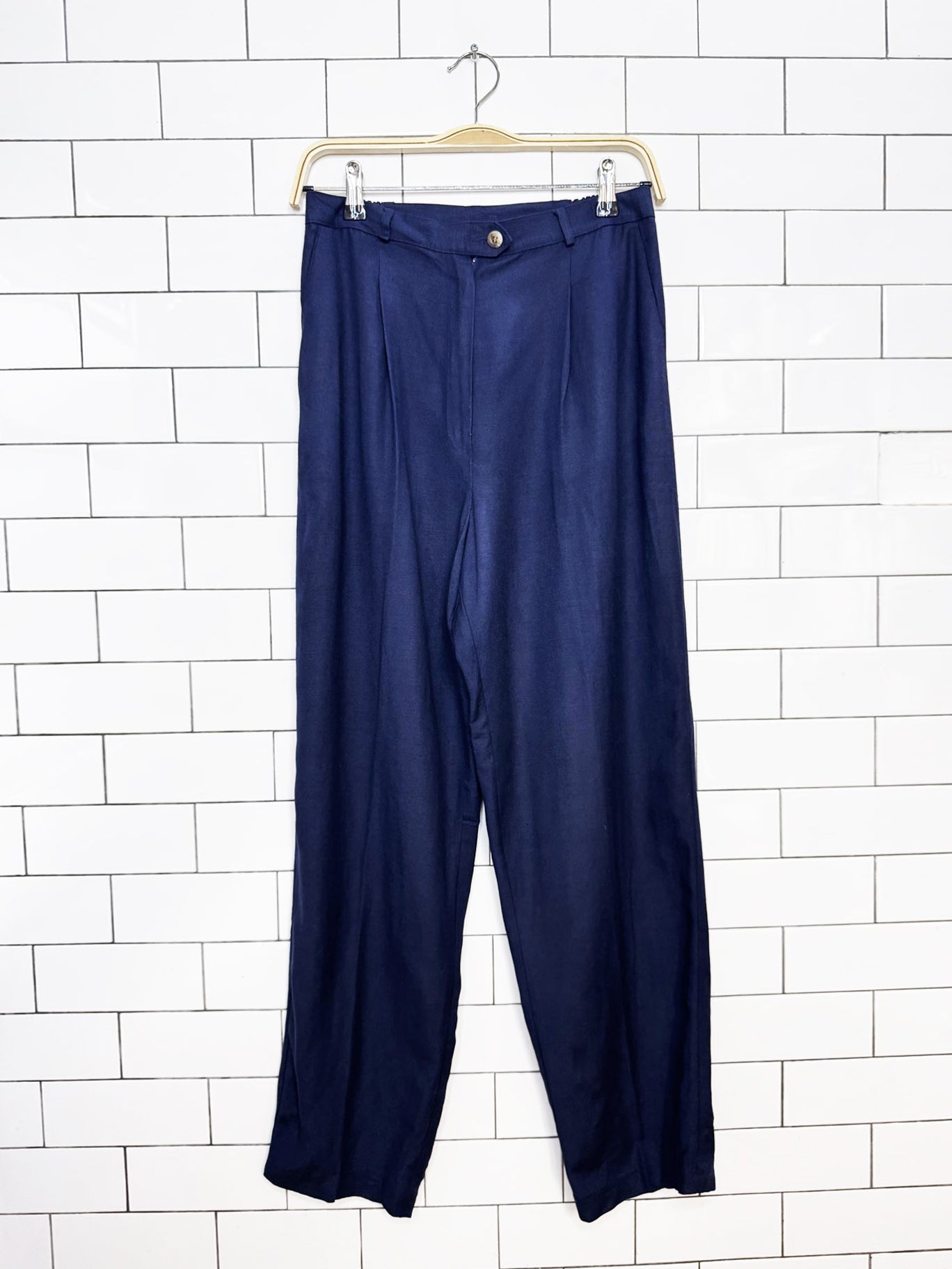 vintage nygard linen-blend pleated high rise trouser