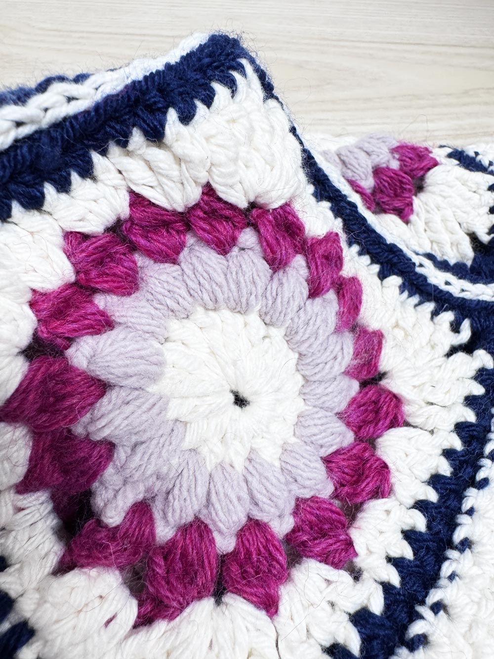 handmade crochet knit granny square bucket hat