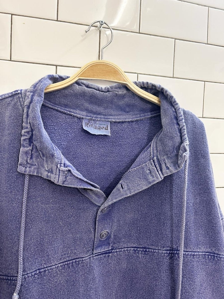 vintage 90s rugged oversized 1/4 button sweatshirt - good market thrift store