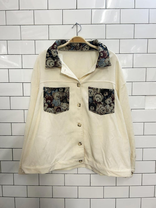 shein corduroy teddy bears oversized shirt - good market thrift store