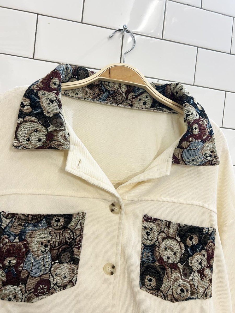 shein corduroy teddy bears oversized shirt - good market thrift store