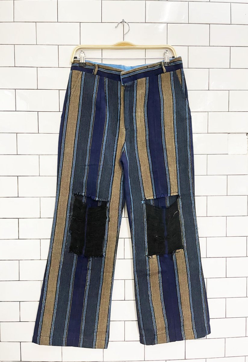 vintage woven metallic grunge shredded knee pants - good market thrift store