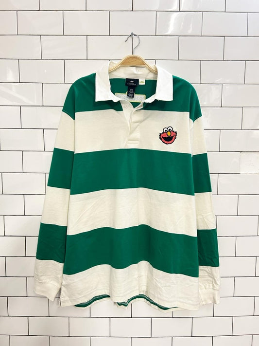 h&m sesame street elmo striped long sleeve polo - good market thrift store