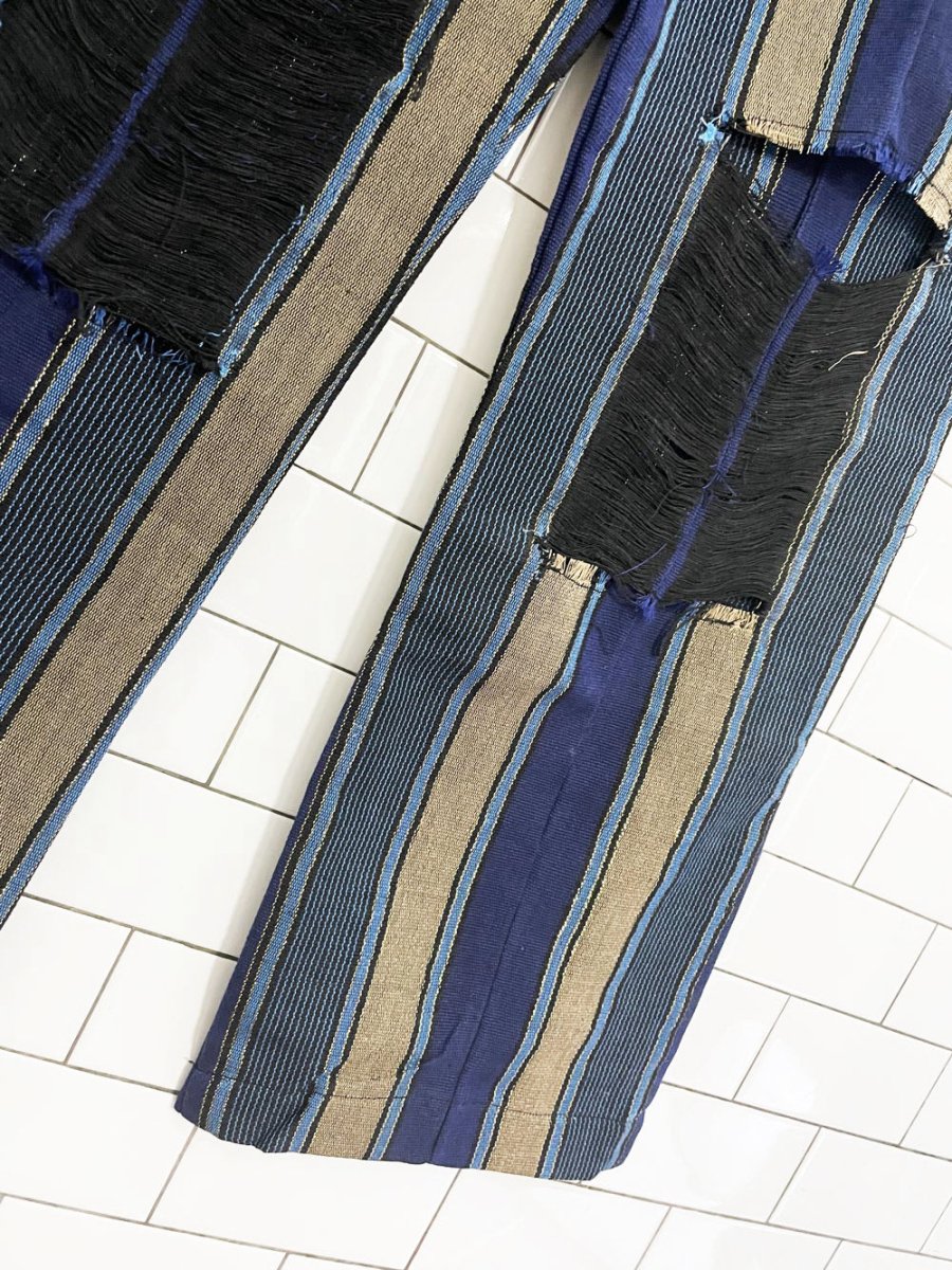 vintage woven metallic grunge shredded knee pants - good market thrift store