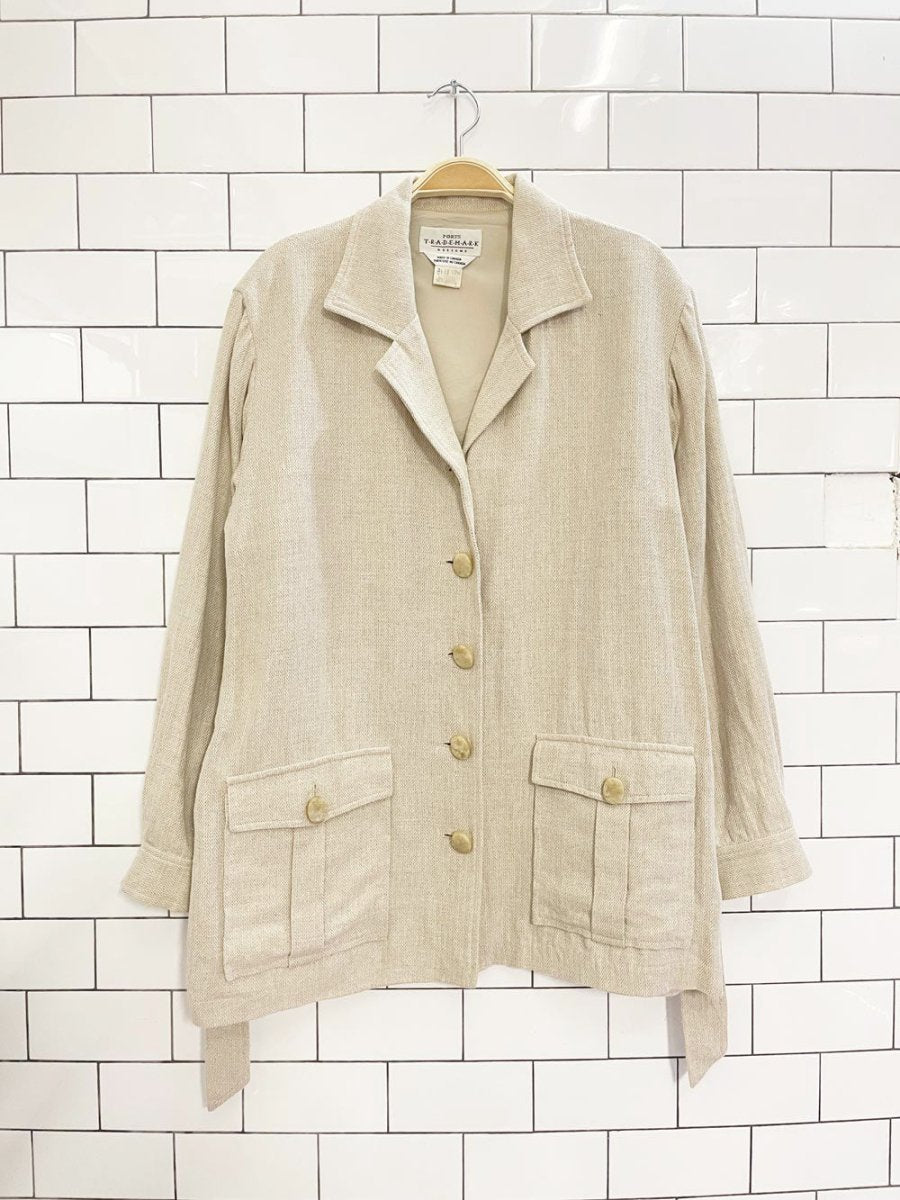 vintage ports linen - blend savannah belted jacket - good market thrift store