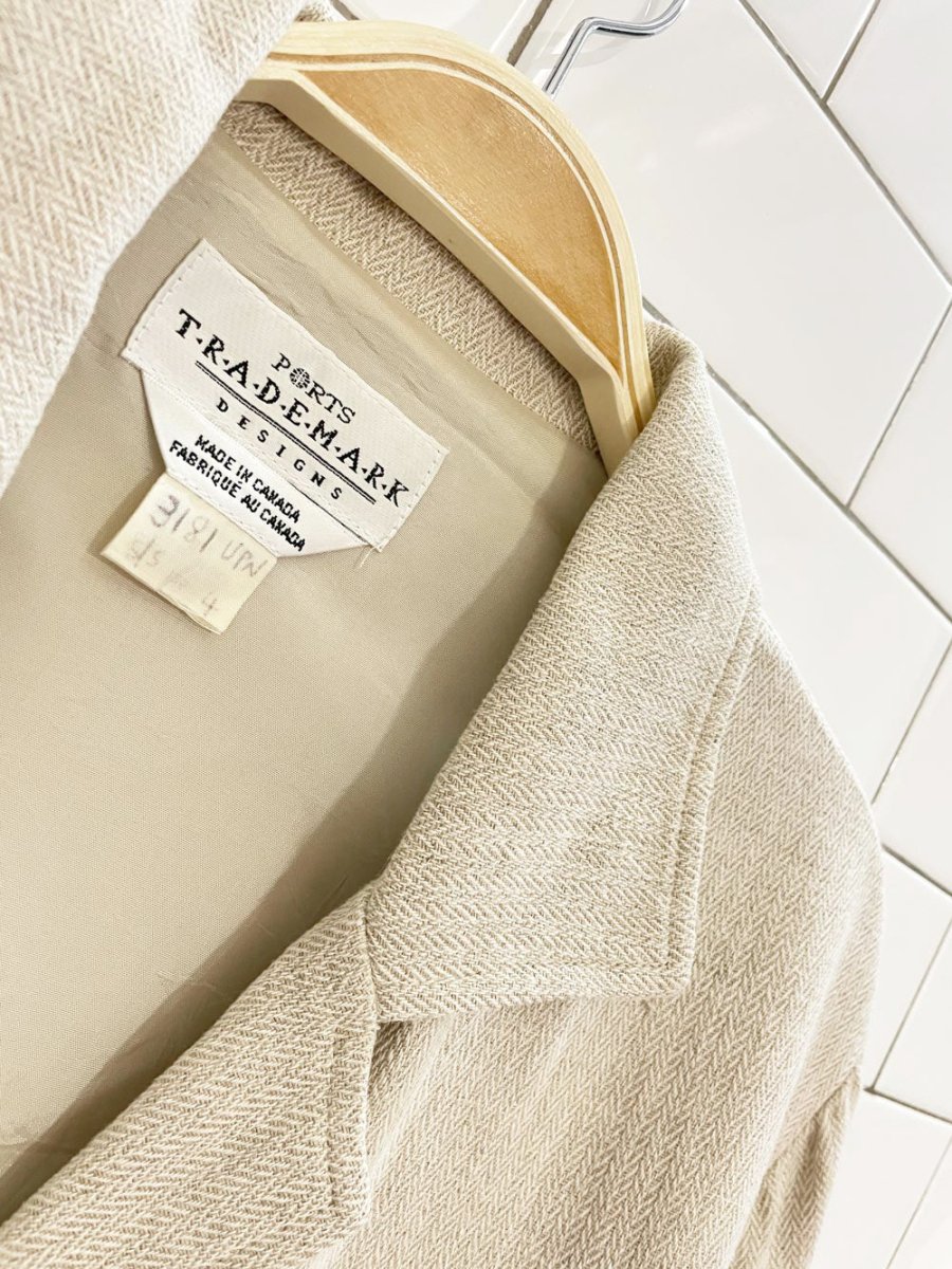 vintage ports linen - blend savannah belted jacket - good market thrift store