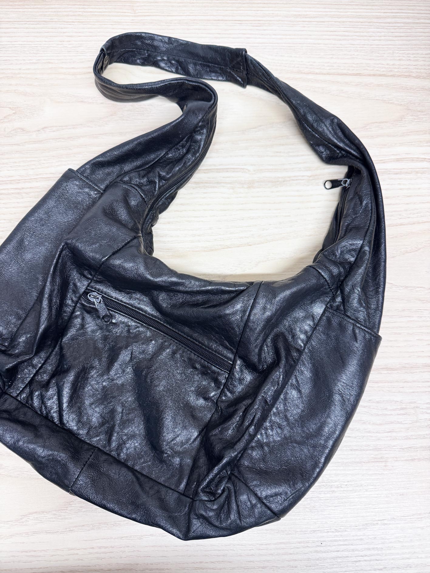 vintage 90s californian soft leather slouchy shoulder bag