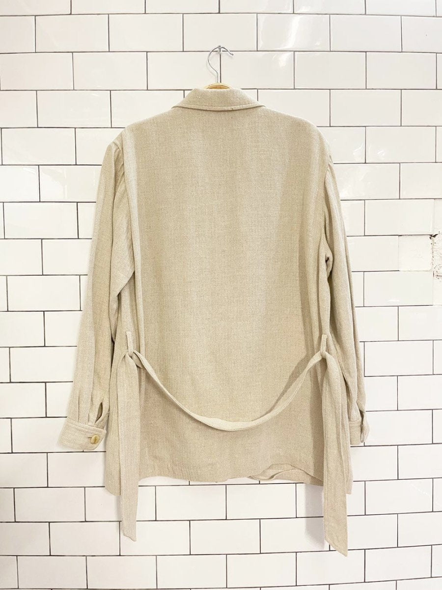 vintage ports linen - blend savannah belted jacket - good market thrift store