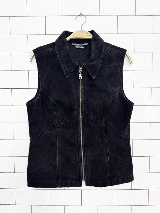 vintage rockies fitted full zip denim vest top