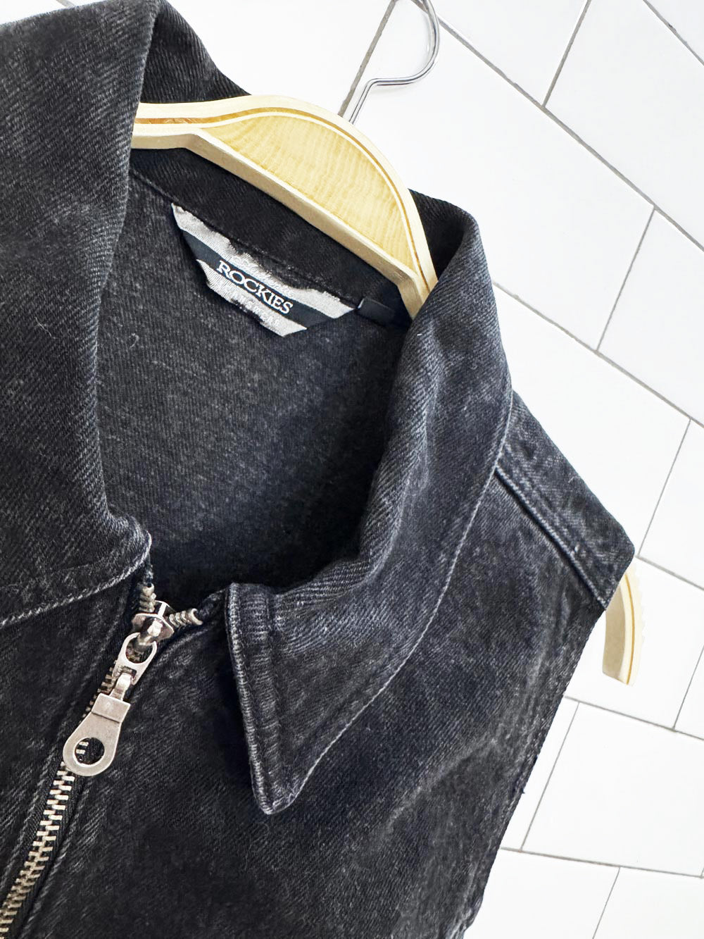 vintage rockies fitted full zip denim vest top