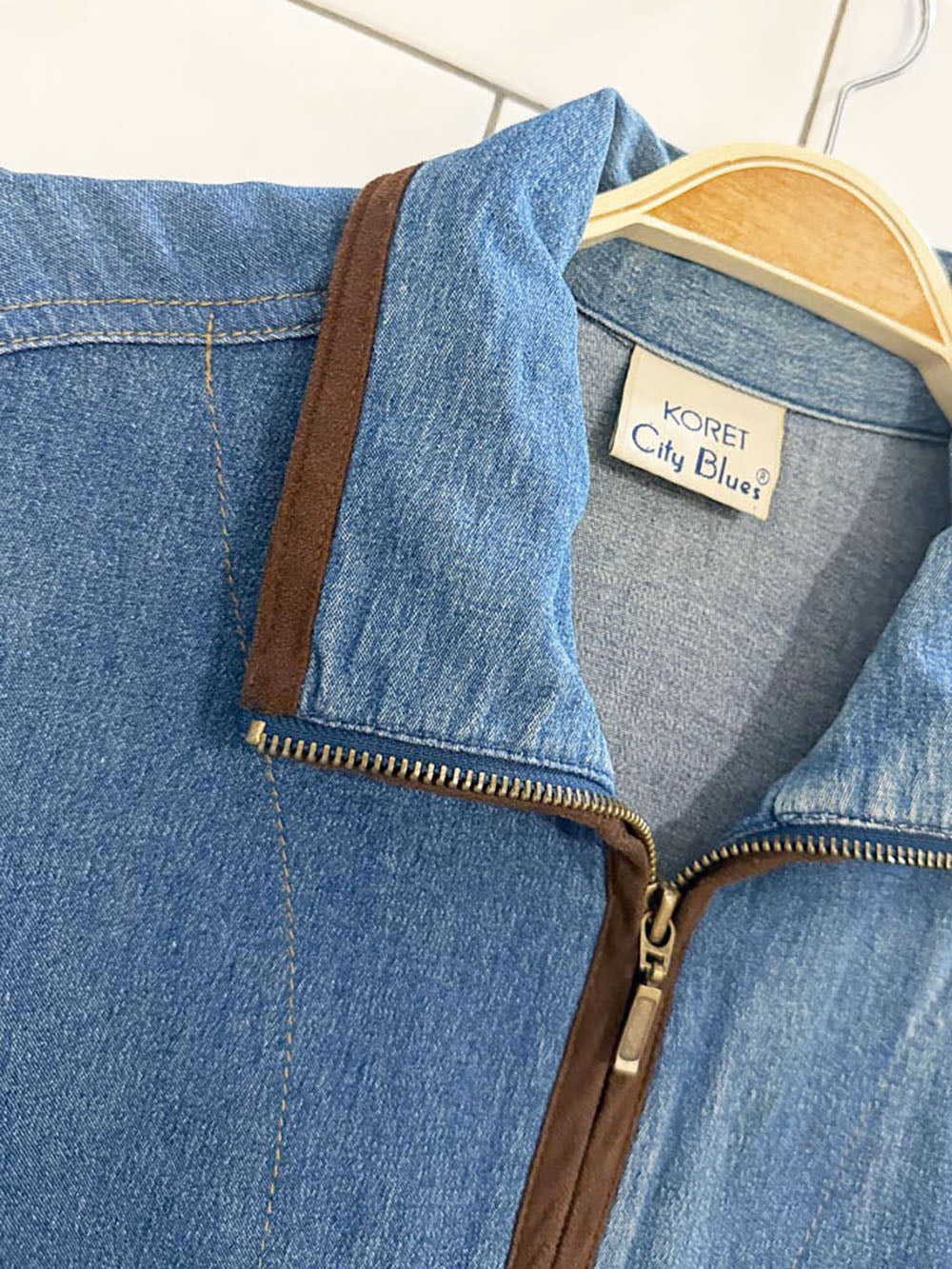 vintage koret city blues full zip light denim jacket