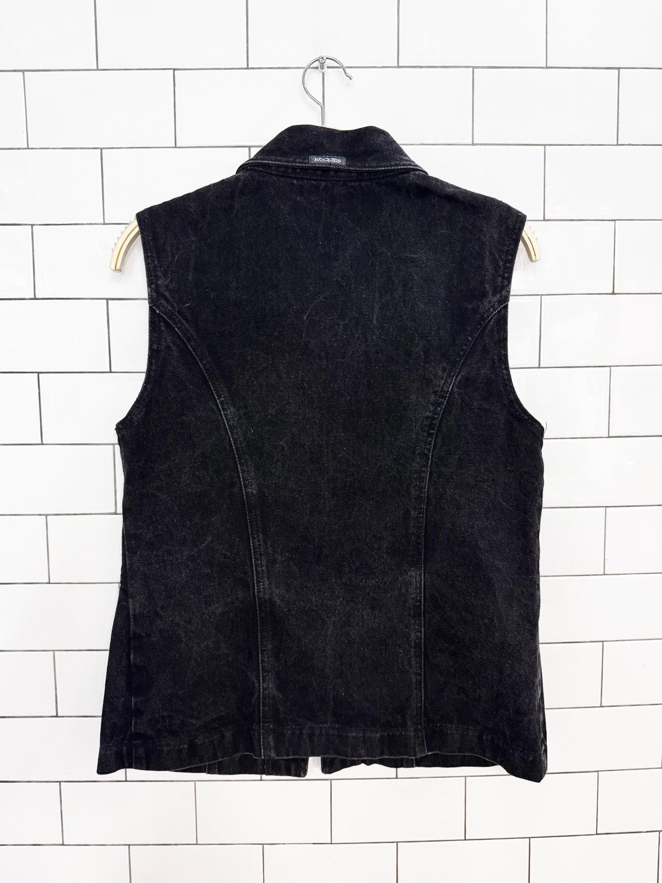 vintage rockies fitted full zip denim vest top