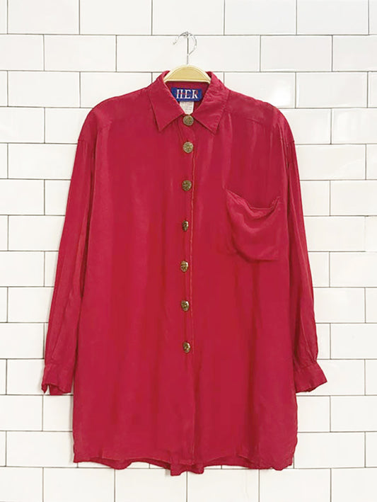 vintage 80s HER gold button soft blouse