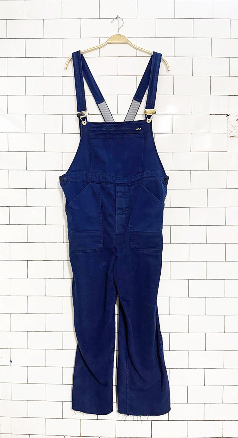 vintage cotton wide leg raw hem soft twill overalls