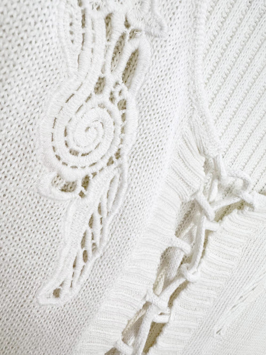 vintage 90s together ramie-blend lace up knit vest top