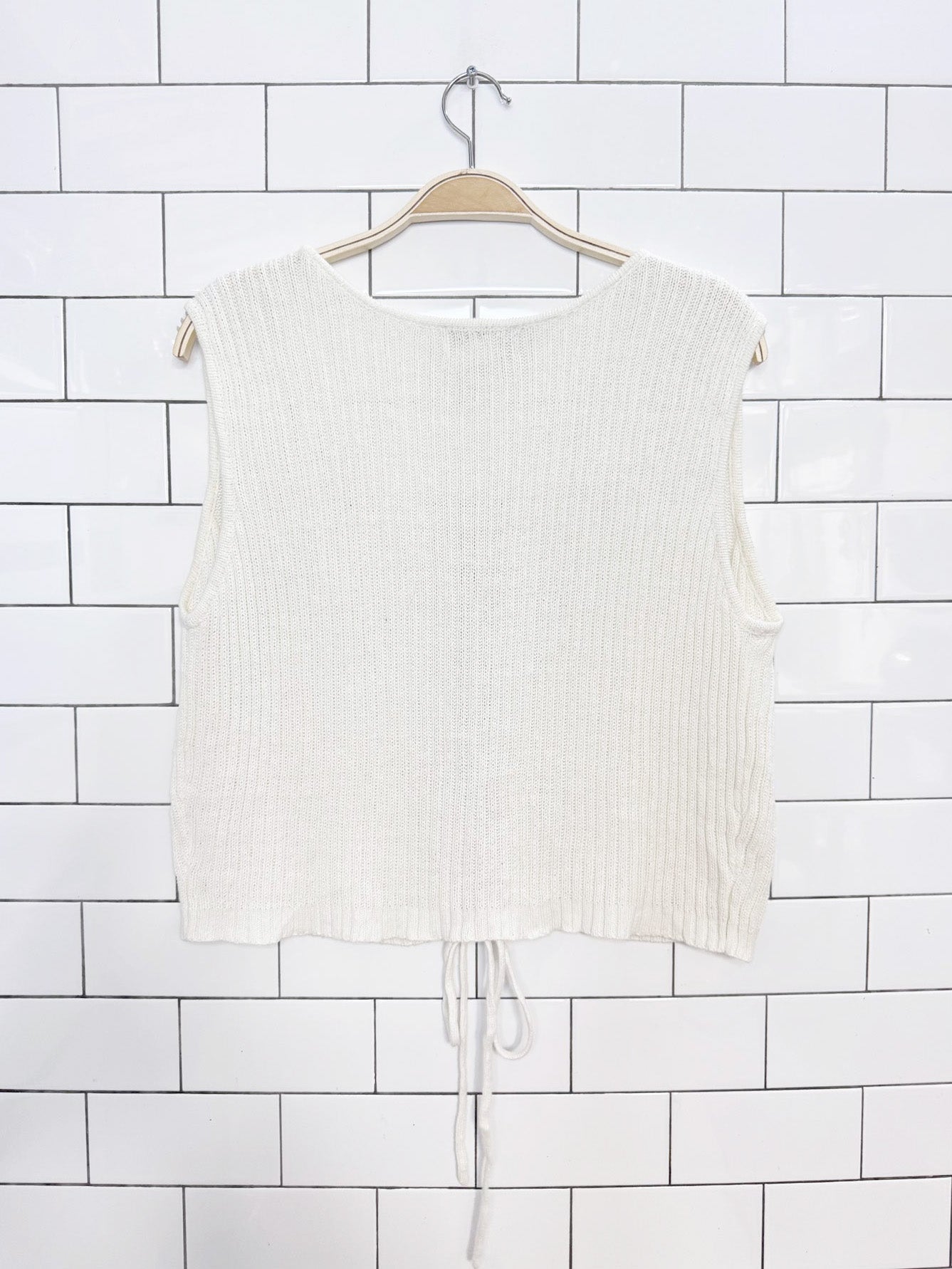 vintage 90s together ramie-blend lace up knit vest top