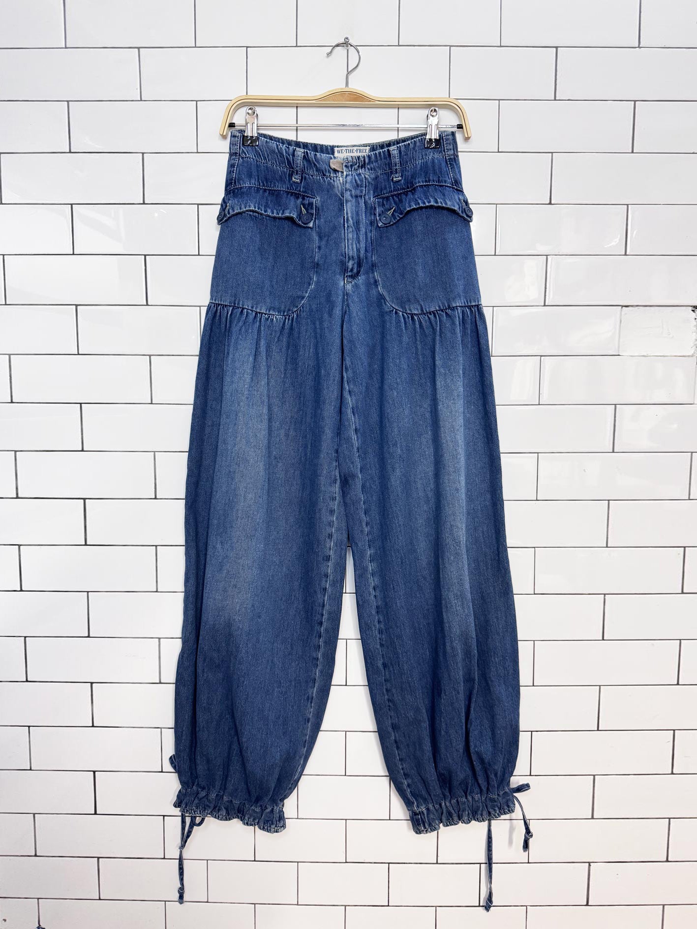 we the free 2026 lotus cinched balloon leg pleated jeans | free people